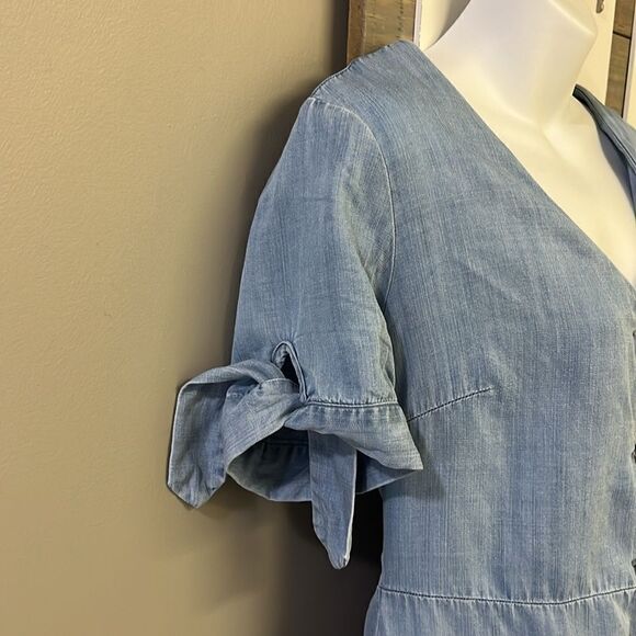 Blue Pair by Francesca’s Lyocell Short Sleeve Button Down Mini Dress- Medium - Picture 5 of 16